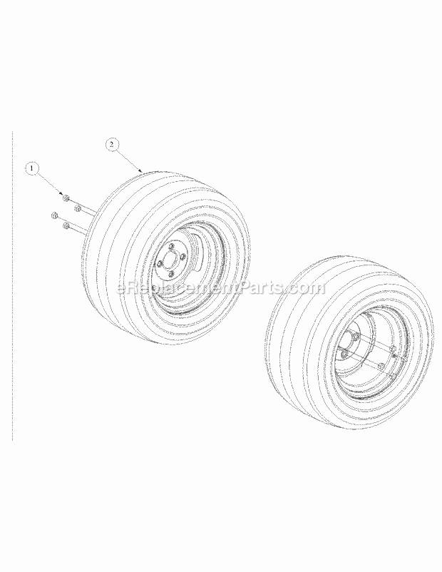 Wheel Assembly Diagram and Parts List for M60-KW 53AB5DCX150-25-HP Cub Cadet Lawn Tractor